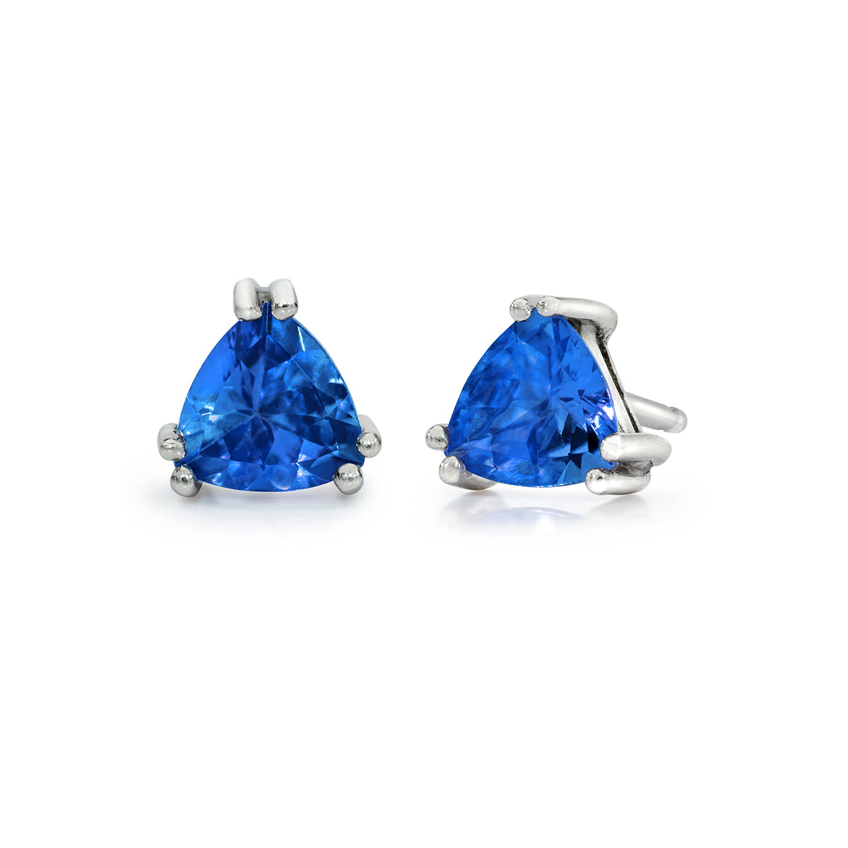 trillion tanzanite earrings sterling silver studs