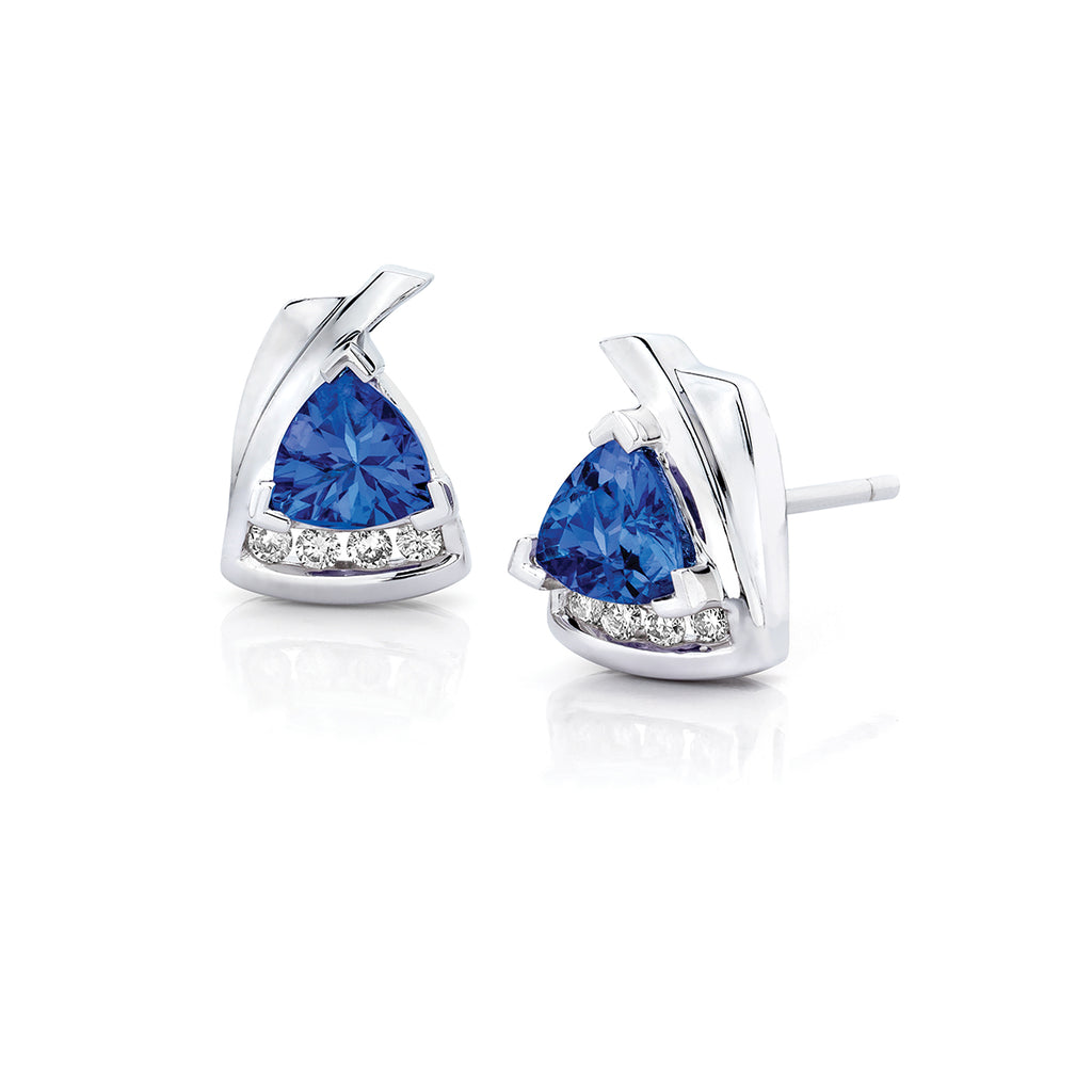 tanzanite diamond earrings sterling silver studs