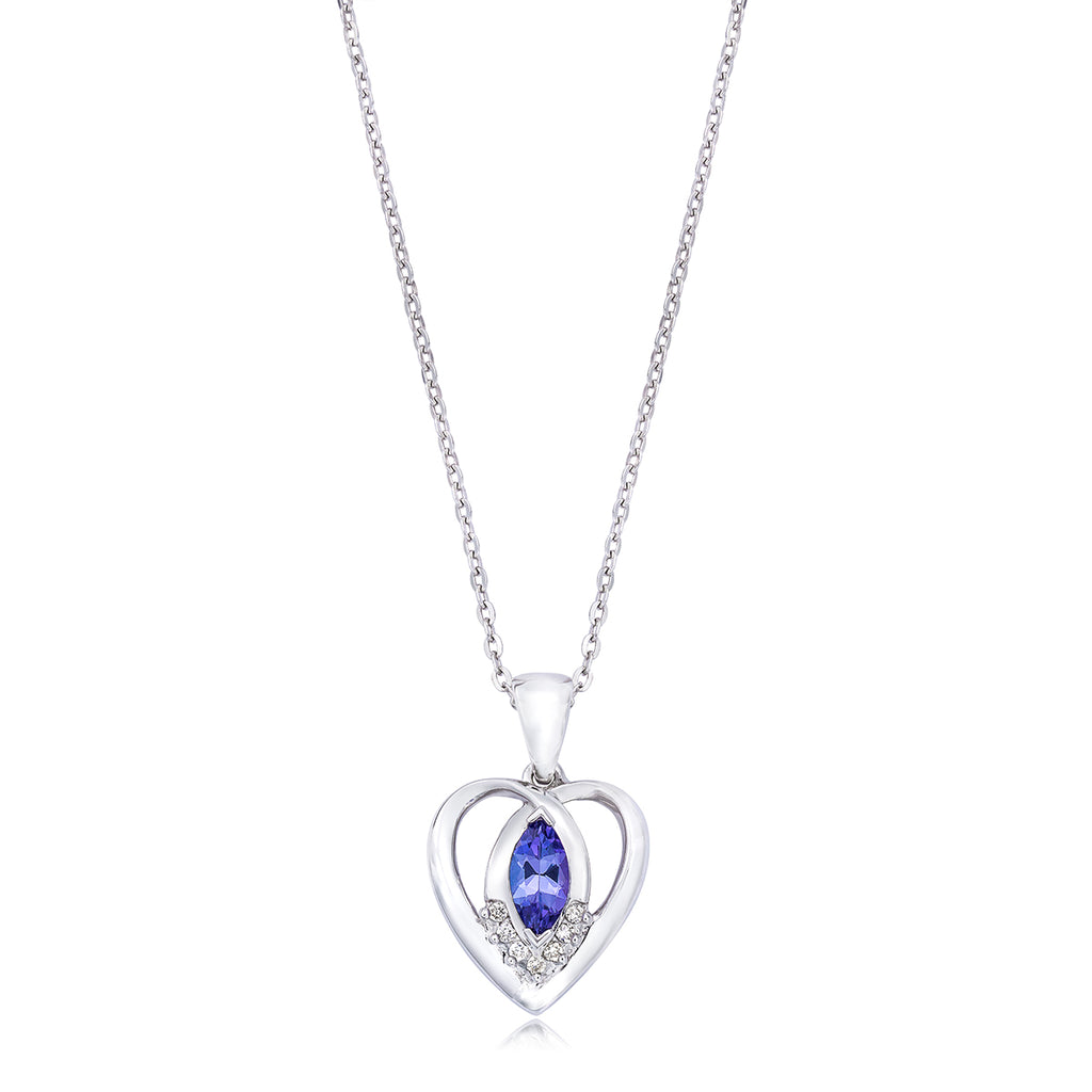 tanzanite diamond heart pendant sterling silver