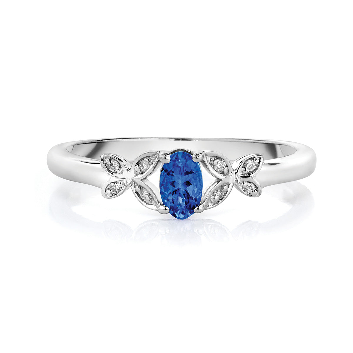 Sterling Silver Oval Tanzanite and Diamond Ring Sterling Silver Oval Tanzanite and Diamond Ring